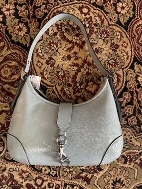 Crinkle Patent Hamptons Coach Handbag in Light Blue NWT